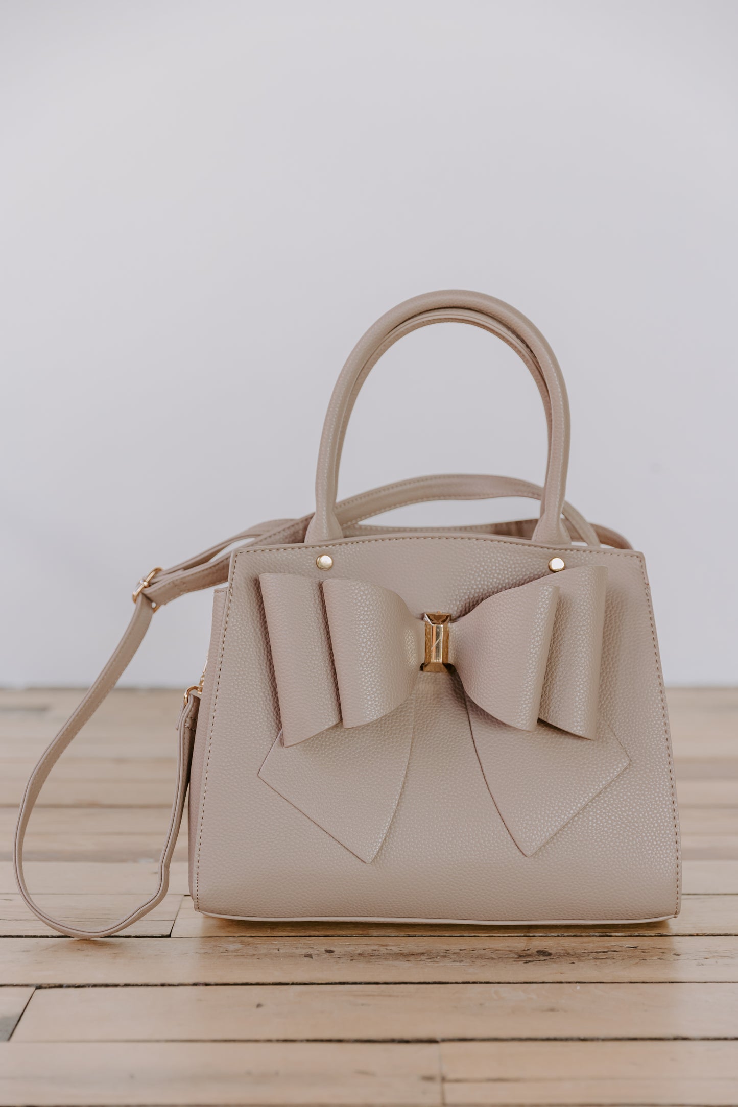 Double Handle Bow Satchel - Taupe