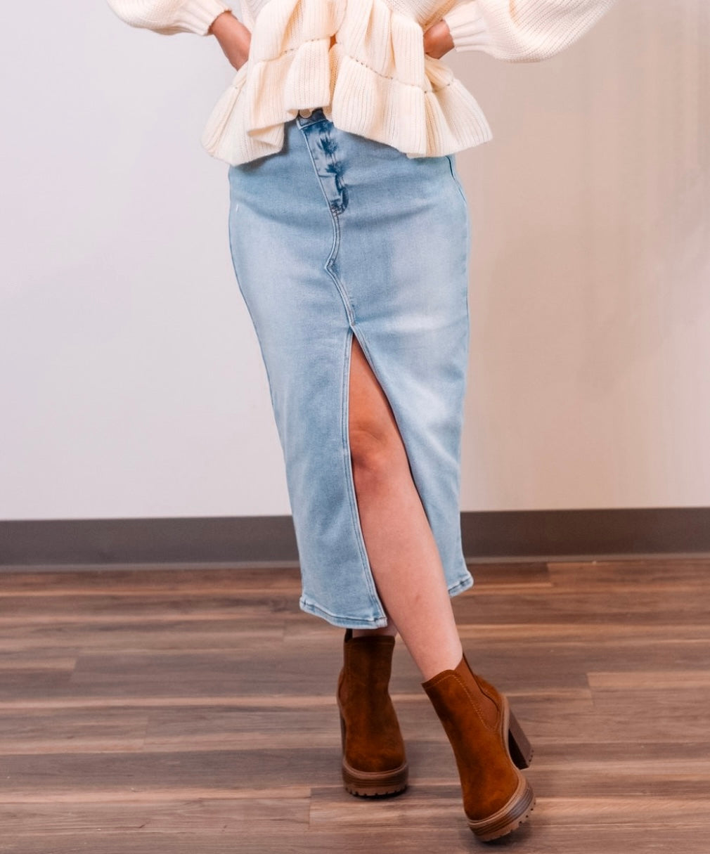 Hallie Denim Midi Skirt