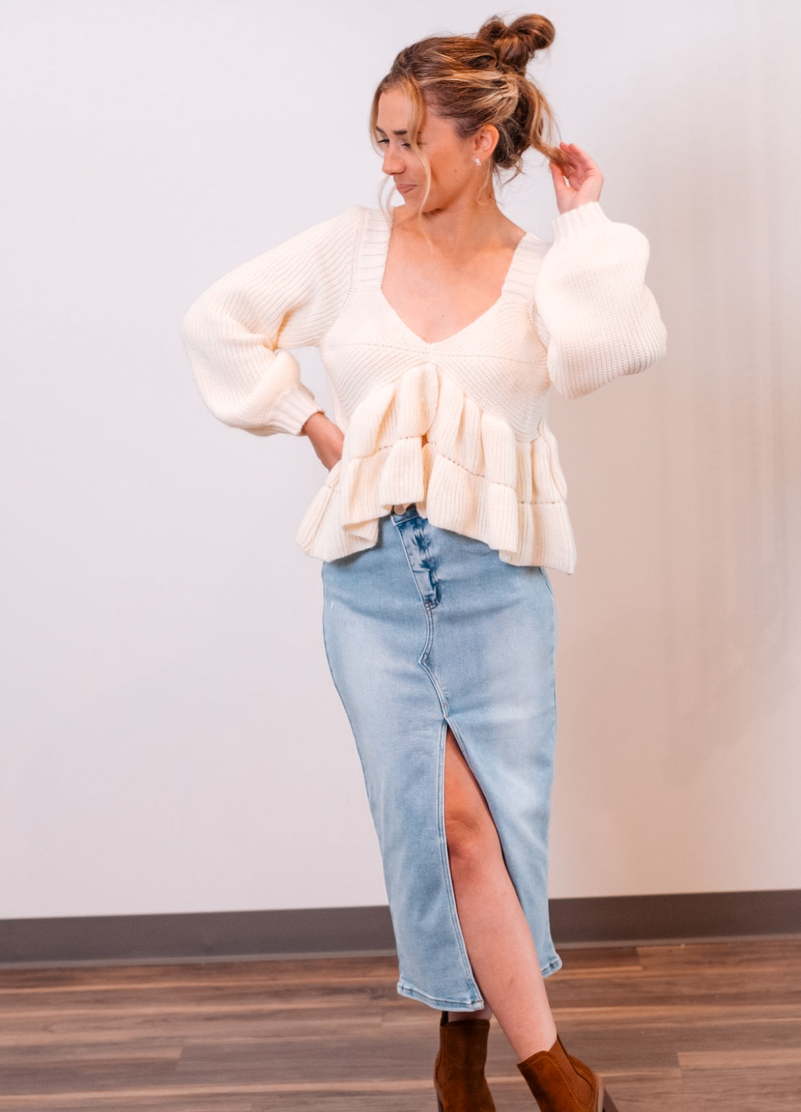Hallie Denim Midi Skirt