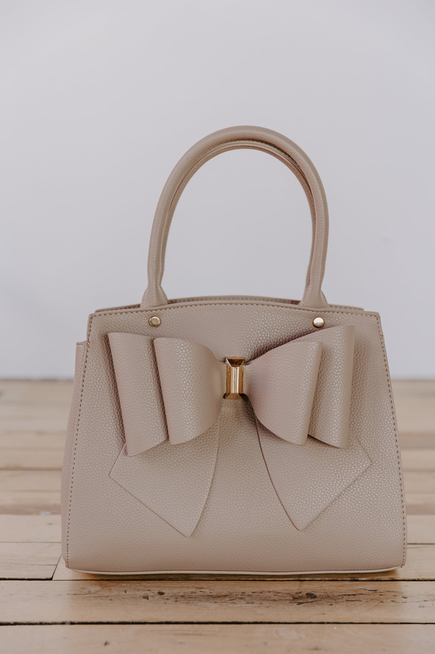 Double Handle Bow Satchel - Taupe