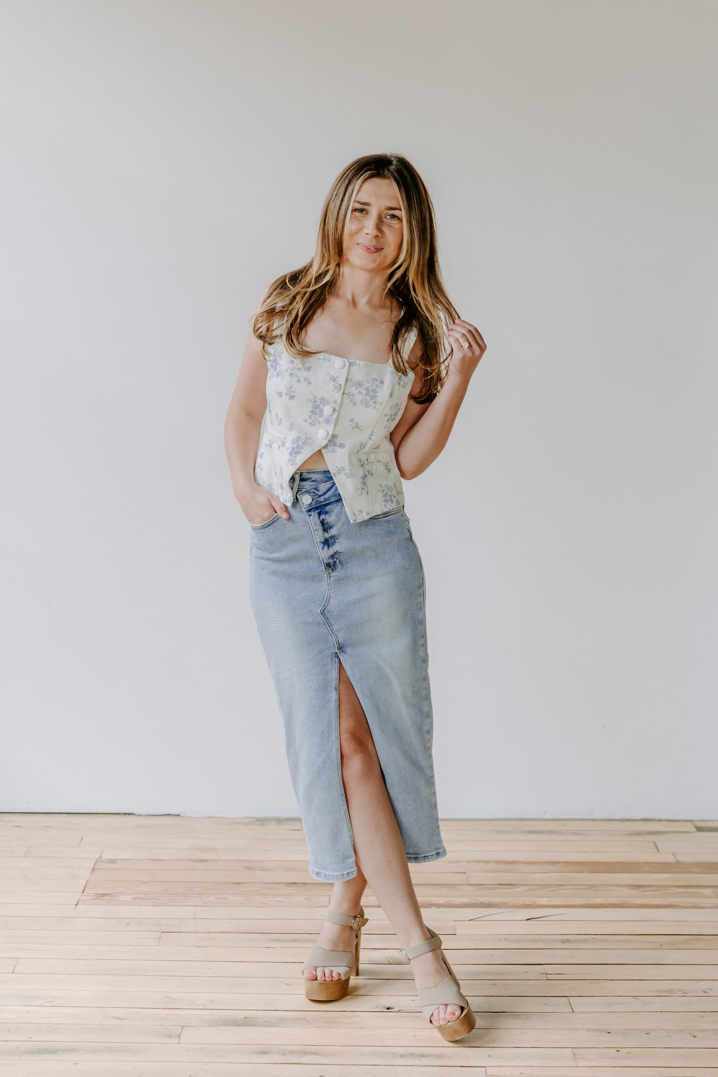 Hallie Denim Midi Skirt