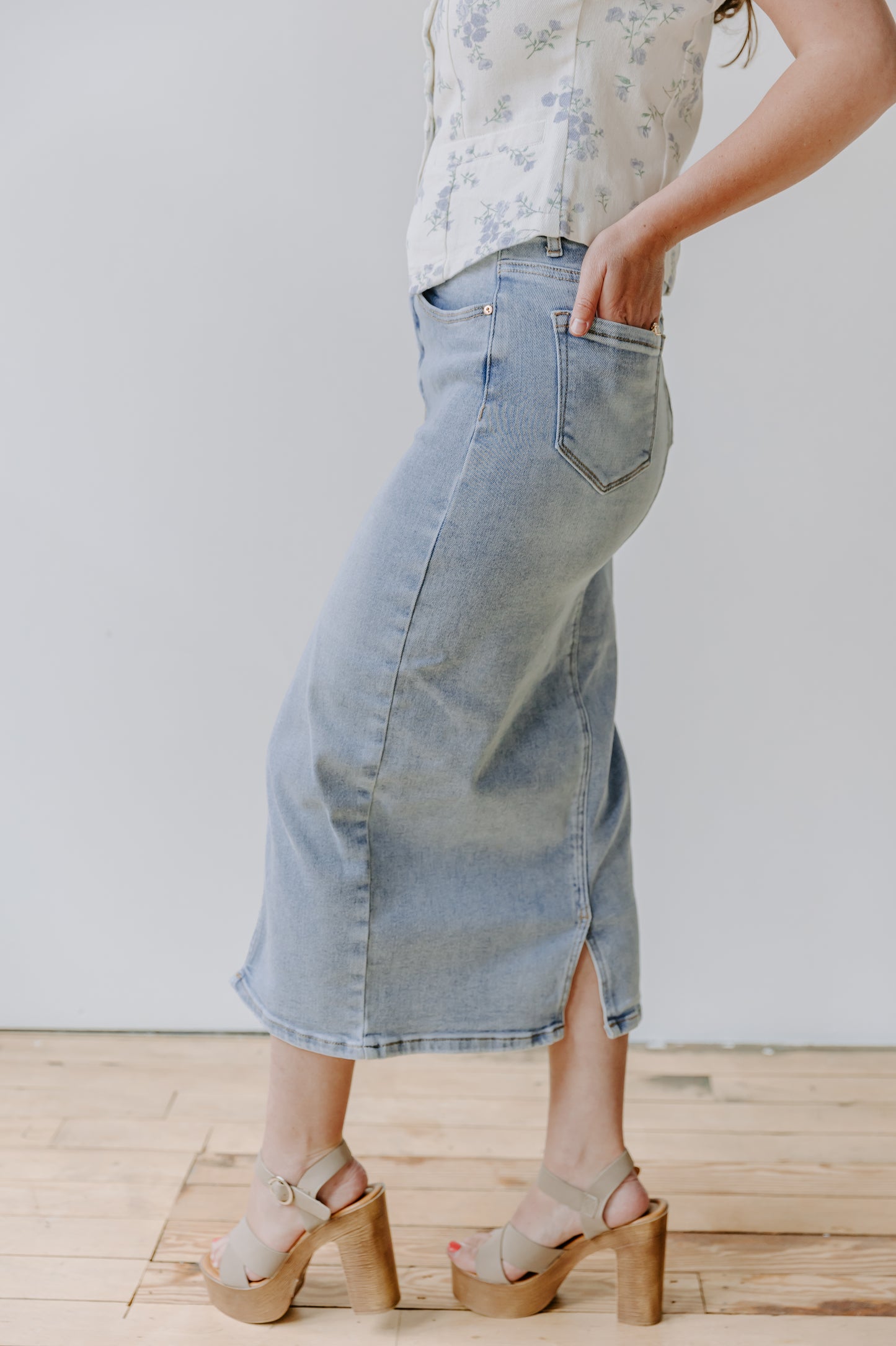Hallie Denim Midi Skirt