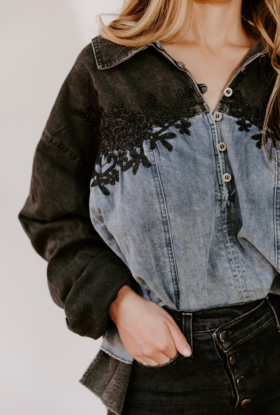Colby Denim Pullover Top