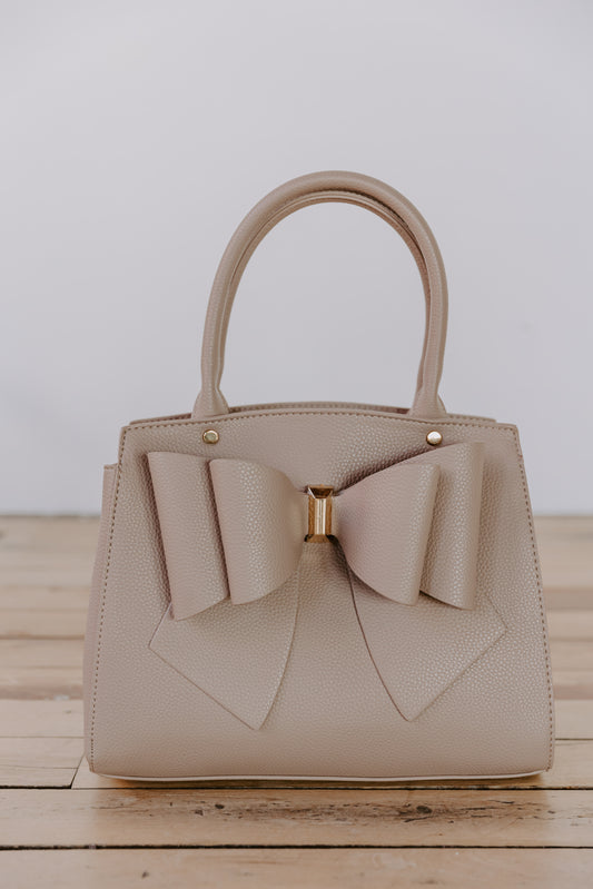 Double Handle Bow Satchel - Taupe
