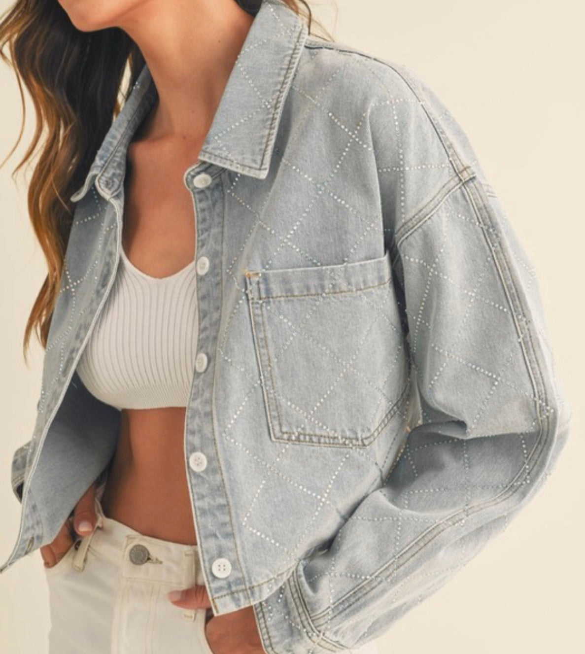 Kandice Rhinestone Denim Jacket