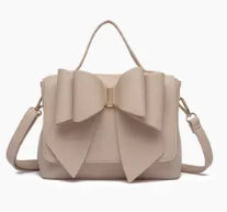 Bow Crossbody Purse - Camel/Beige