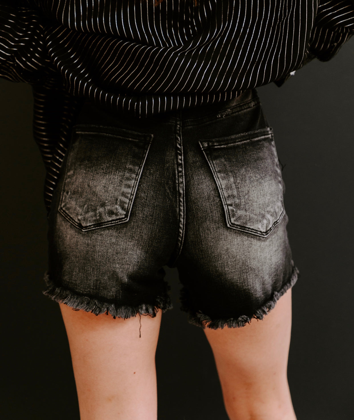 Carlen Black Denim Shorts